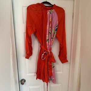 Fate Long Sleeve Red and Pink Floral Accent Dress